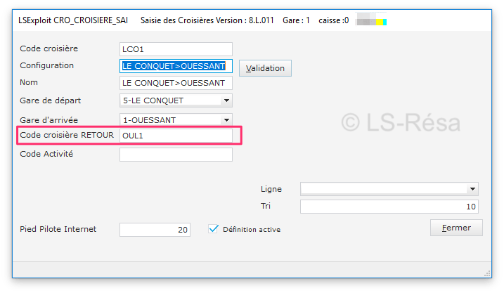 Code croisière retour