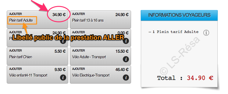 Libellé public de la prestation