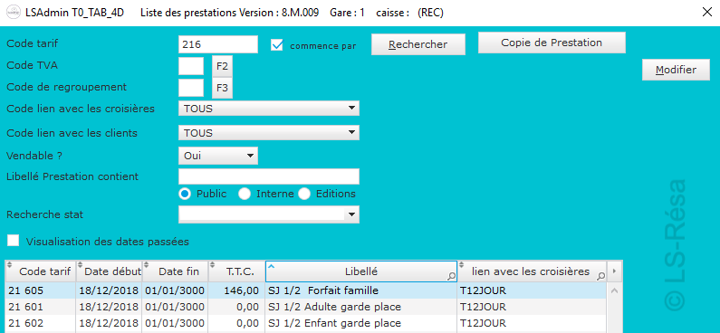Autres tarifs familles